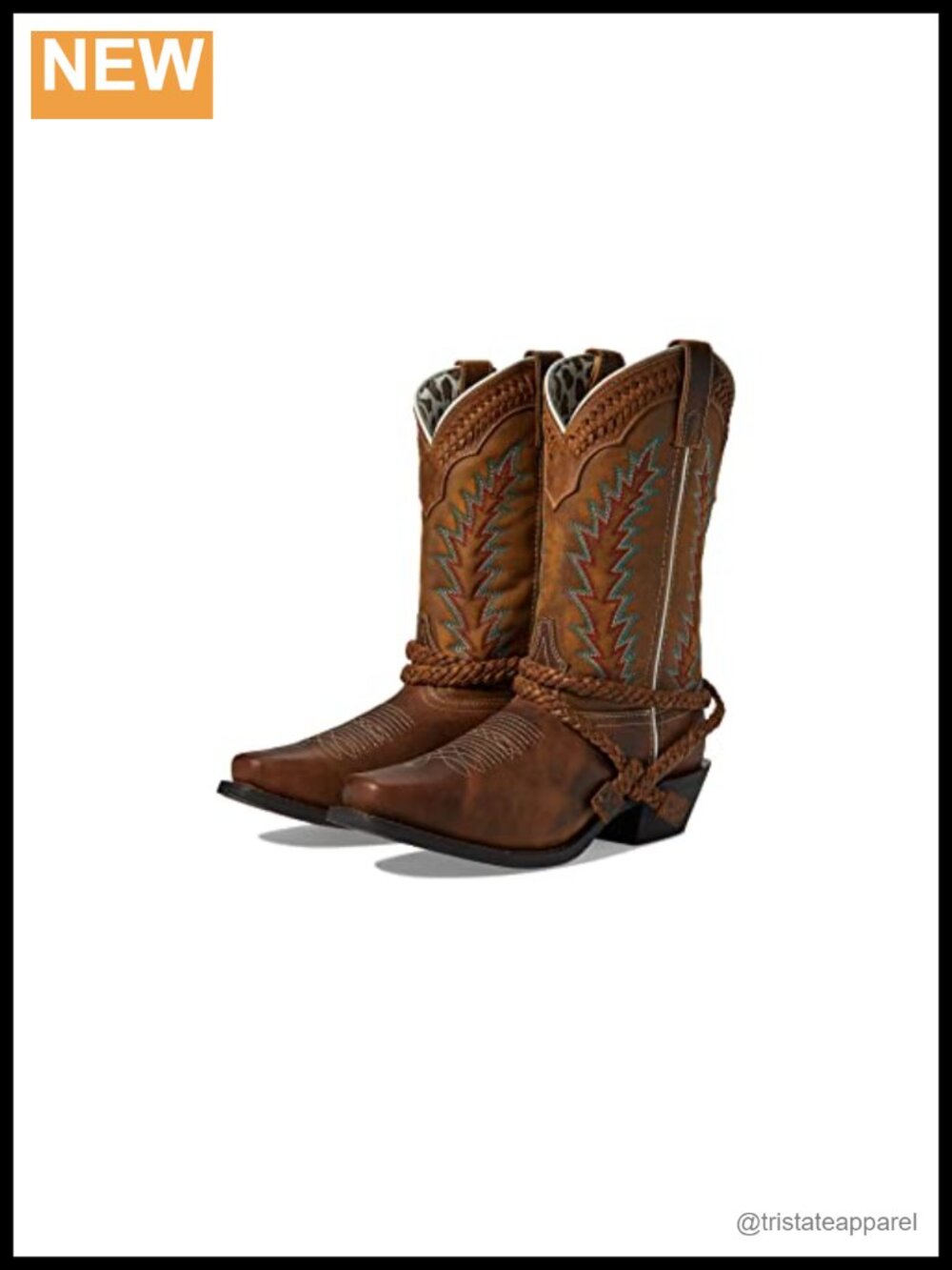Laredo Knot in Time Cowboy Square Toe Pull-On Mid-Calf Boots Leather